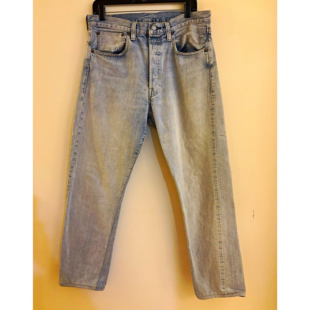 Levi's Vintage Red Tab Light Wash Blue Denim Straight Leg Button Fly Jeans 33x28